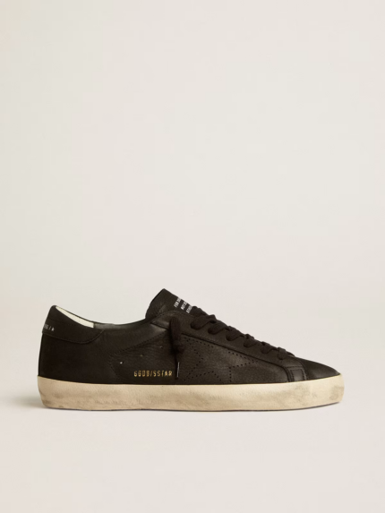 Super-Star in black nubuck with perforated star and black nubuck heel tab crossreps