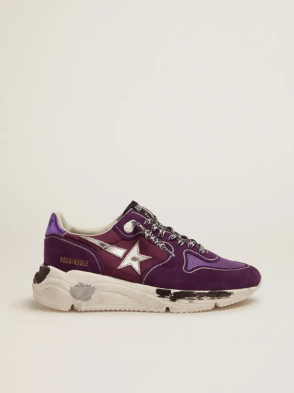 Suede, leather and mesh Running Sole sneakers with metallic purple heel tab crossreps