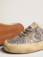 Space-Star Sabot shoes in silver glitter with shearling lining crossreps