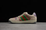 Gucci Screener Leather and Suede Sneaker with Web Stripe crossreps