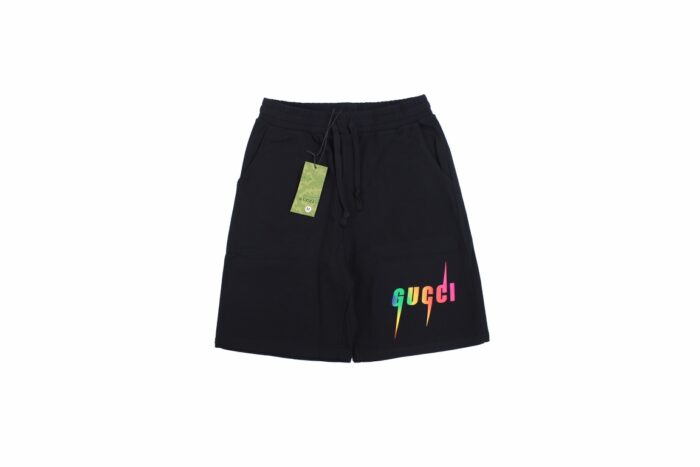 23ss Rainbow Gradual Change Color Lightning Logo Short crossreps