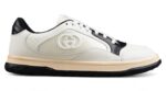 Gucci White and Black Leather Sneakers with Embossed GG Logo crossreps