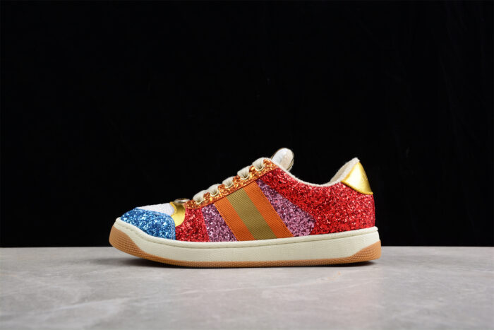 Gucci Glitter Sneaker with Multicolor Stripes crossreps