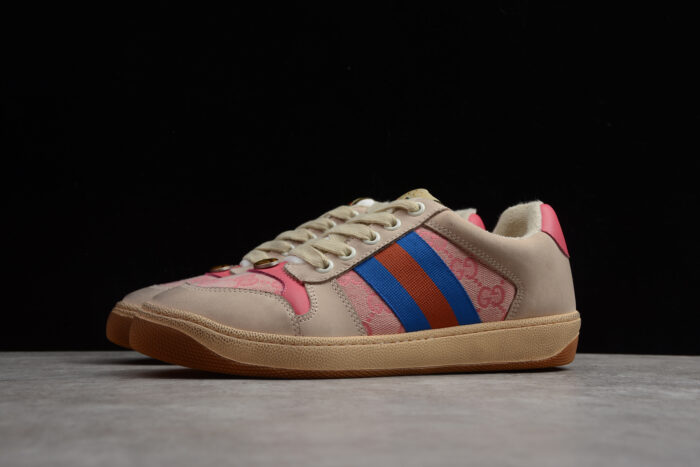 Retro Beige Sneakers with Blue and Red Stripes crossreps