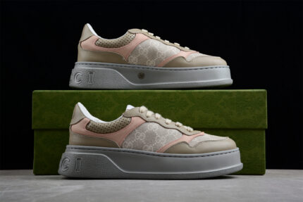 Gucci Platform Sneaker in Beige and Pink crossreps