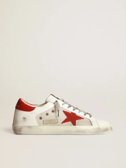 White Superstar sneakers in leather with red star crossreps