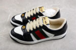 Gucci Black Leather Sneakers with Green and Red Web Stripe crossreps