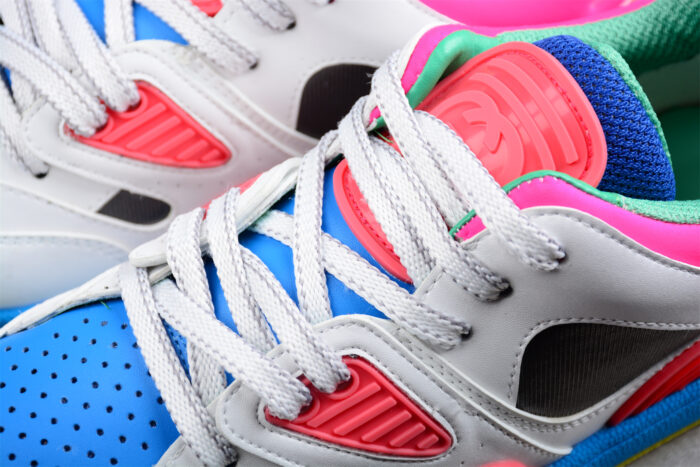 Gucci Neon Pink and Blue Leather Sneakers with Multicolor Sole crossreps