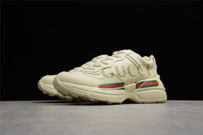 Gucci Rhyton Leather Sneaker with Logo and Web crossreps