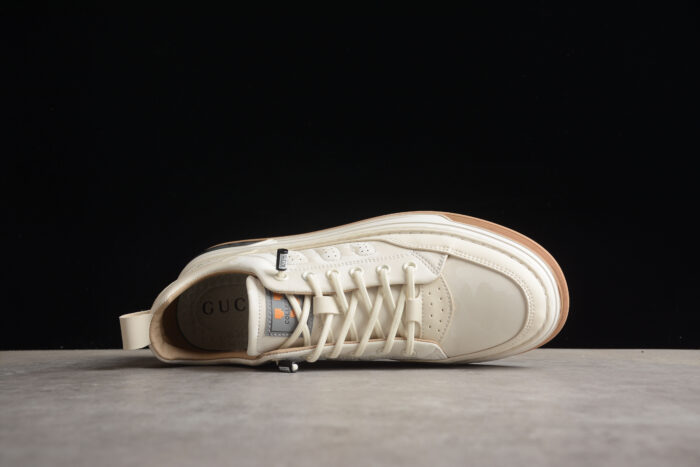 Cream Low-Top Sneaker with Beige Accents crossreps