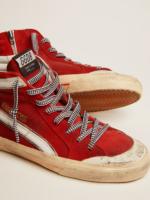 Sneaker Slide Penstar in suede rosso e dettagli bianchi crossreps