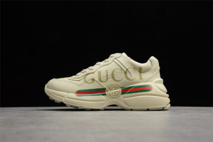 Gucci Rhyton Leather Sneaker with Logo and Web crossreps