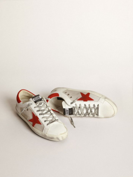 White Superstar sneakers in leather with red star crossreps