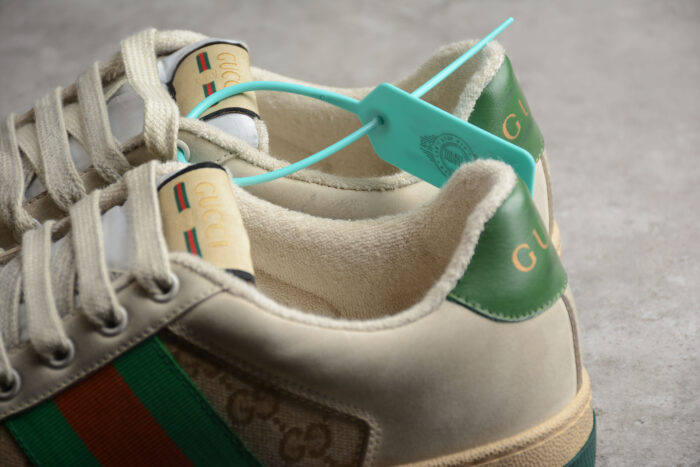 Gucci Screener GG Sneaker - Green and Orange Trim crossreps