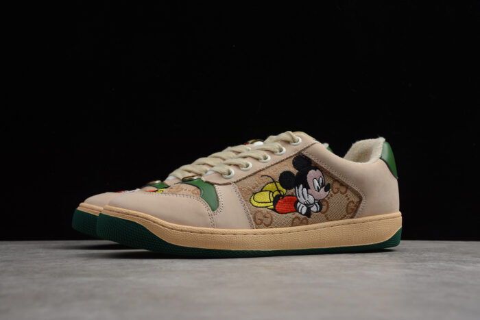 Gucci x Disney Screener Leather and Suede Sneaker with Mickey Mouse crossreps