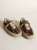 Space-Star shoes in leopard-print pony skin with black leather star and heel tab crossreps