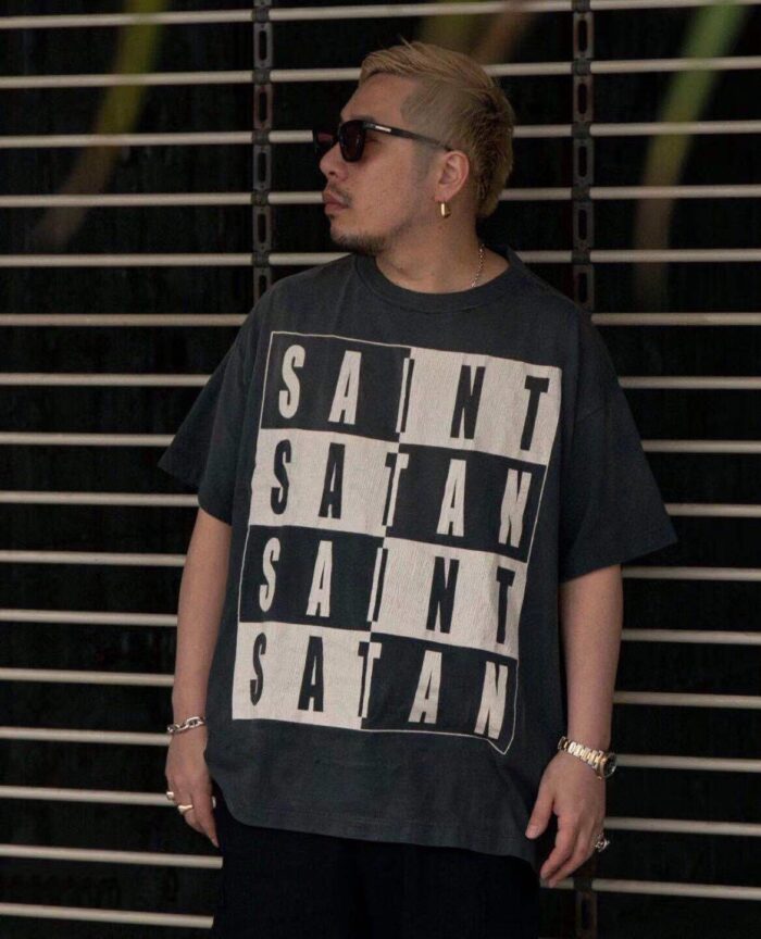 SM Black and White Worn Out T-Shirt crossreps