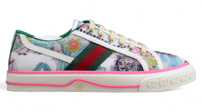 Gucci Artistic Canvas Sneakers with Green and Red Stripe crossreps