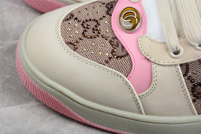 Gucci Screener Pink and Green GG Sneaker crossreps