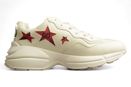 Gucci Rhyton Leather Sneaker with Red GG Stars crossreps