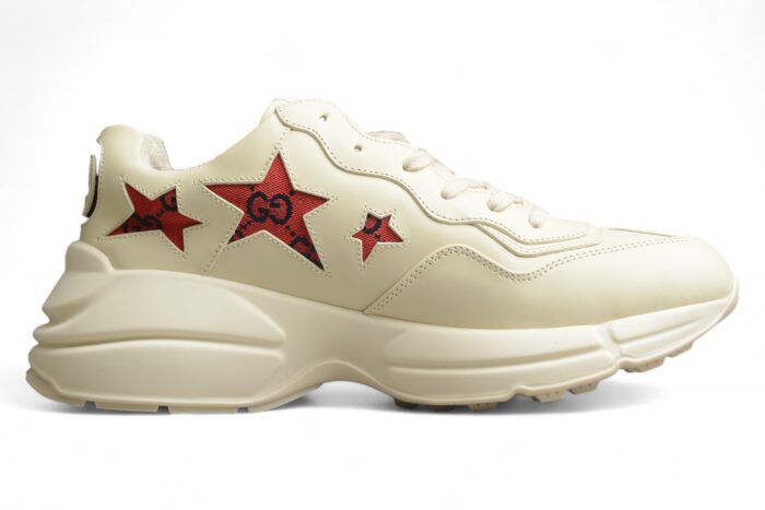 Gucci Rhyton Leather Sneaker with Red GG Stars crossreps