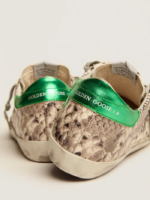 Super-Star LTD sneakers with snake-print leather upper and green laminated leather heel tab crossreps