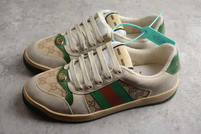 Gucci Screener GG Sneaker - Green and Orange Trim crossreps