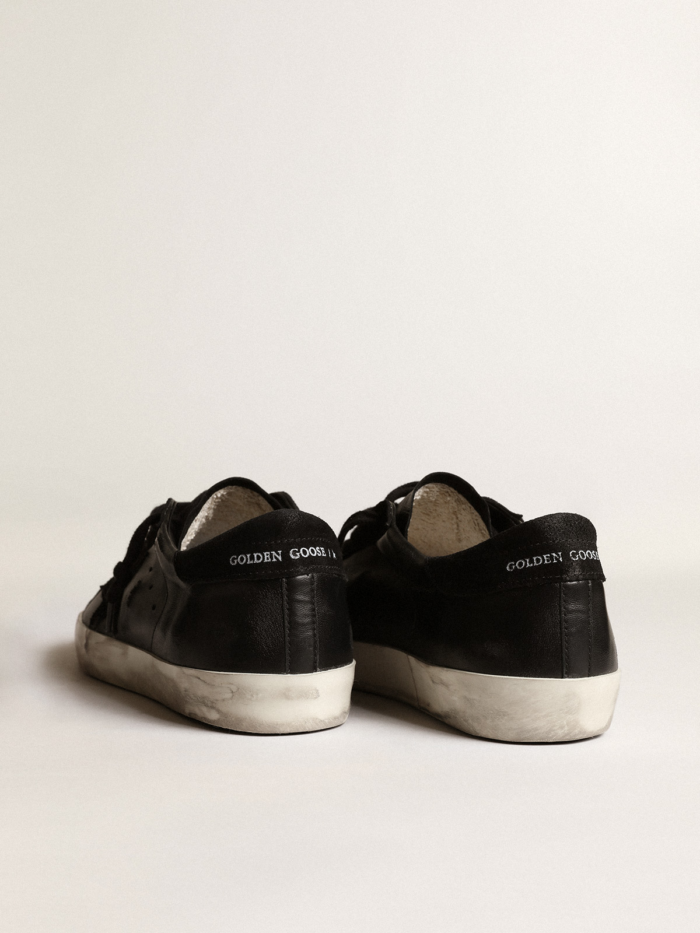 Men's Super-Star in black nappa with black suede star and heel tab crossreps