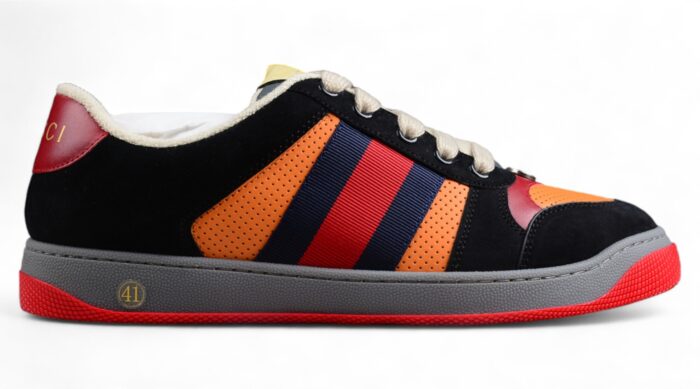 Gucci Low-Top Sneaker with Orange and Red Accents crossreps