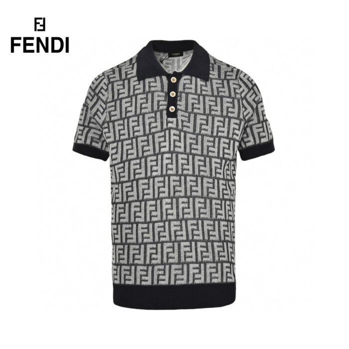 24ss Full FF Logo Jacquard Weave Knit Polo T-Shirt crossreps