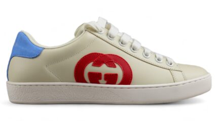 Gucci White Leather Sneakers with Red and Blue GG Logo crossreps