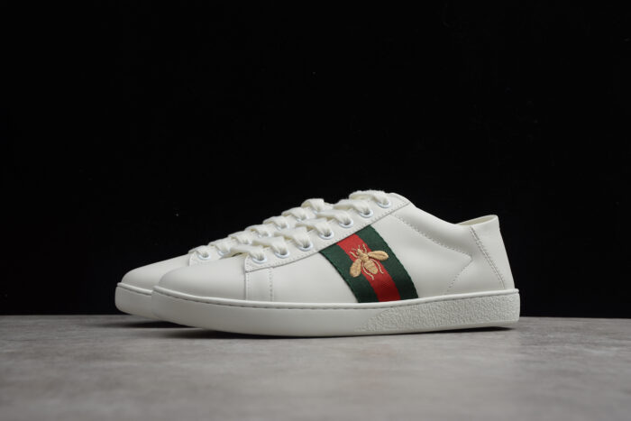 Gucci Ace Leather Sneaker with Green and Red Web crossreps