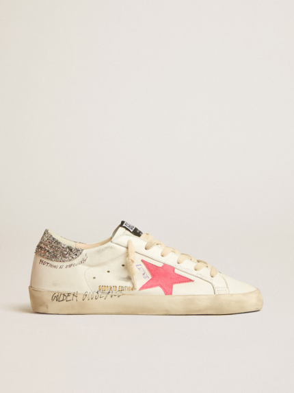 Super-Star LTD with fluorescent lobster suede star and glitter heel tab crossreps