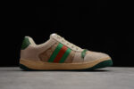 Gucci Screener Leather and Suede Sneaker with Green Heel Tab and Web Stripe crossreps