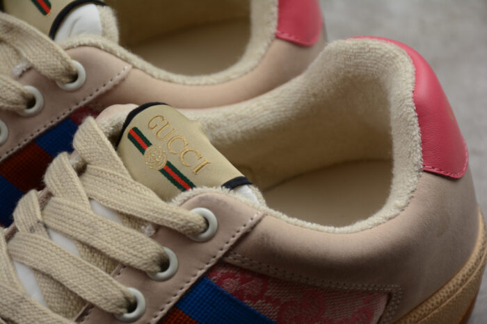 Retro Beige Sneakers with Blue and Red Stripes crossreps