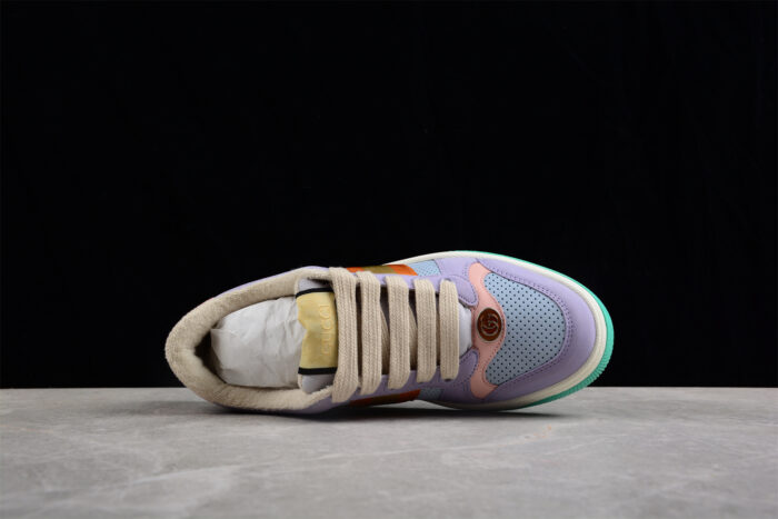 Gucci Multicolor Leather Sneakers with Orange Web Stripe crossreps