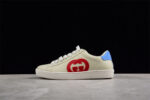 Gucci White Leather Sneakers with Red and Blue GG Logo crossreps