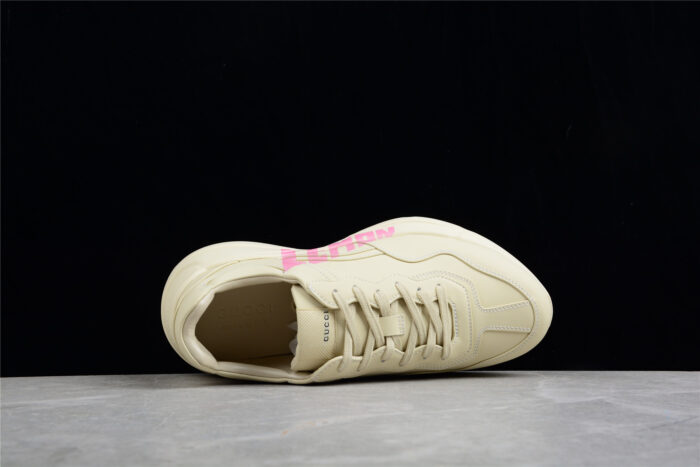 Gucci Rhyton Leather Sneaker with Pink Carriage Print crossreps