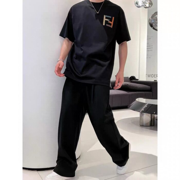 Embroidery Double F Joint Color T-Shirt crossreps