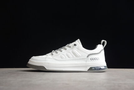 Gucci White Leather Sneakers with Grey Accents crossreps