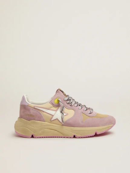 Pastel pink Running Sole sneakers with white star crossreps