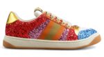 Gucci Glitter Sneaker with Multicolor Stripes crossreps