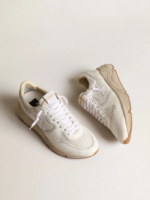 Running sole sneakers in optical-white mesh and nappa leather with white leather star crossreps