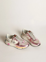 Running Sole sneakers in laminated pink with silver star crossreps