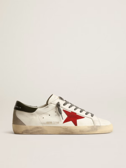 Super-Star with red suede star and green leather heel tab crossreps