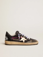 Black canvas Ball Star sneakers with platinum-colored star crossreps