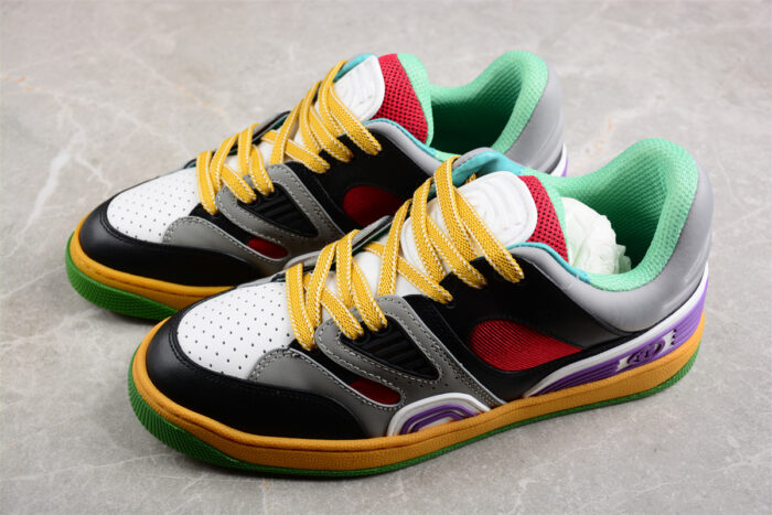 Gucci Multicolor Leather Sneakers with Yellow Laces and Vibrant Soles crossreps