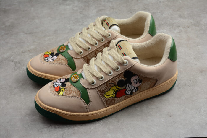 Gucci x Disney Screener Leather and Suede Sneaker with Mickey Mouse crossreps