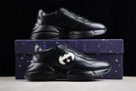 Gucci All-Black Chunky Sole Sneakers with White Interlocking G Logo crossreps