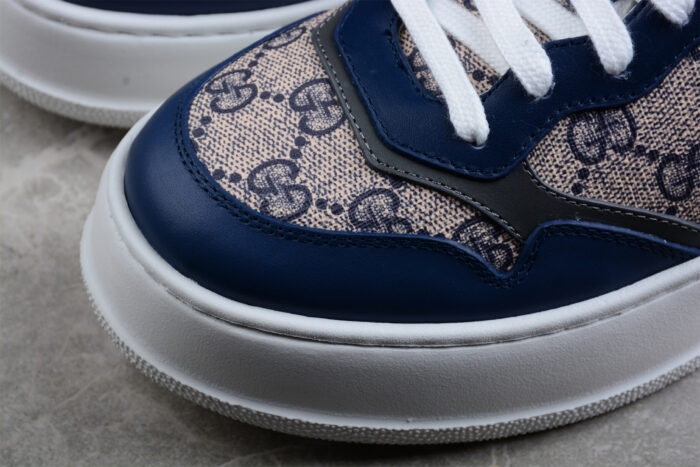 Gucci Basket Sneaker - Navy and Beige GG Monogram crossreps